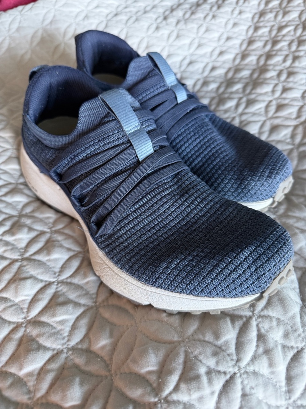 Ryka Women's Navy and White Knit Slip-On Sneakers